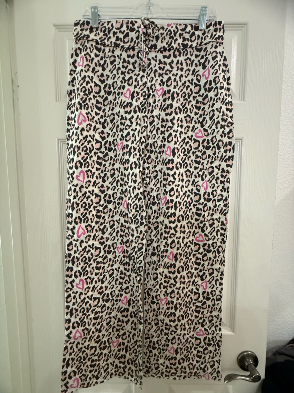 VTG - NWT - KMART brand Leopard Print Wide Leg Pants with Pink Heart Accents